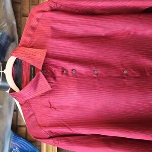 Jhane Barnes Men's Red Black Silk Blend Shirt Size XL Holidays Christmas Shiny
